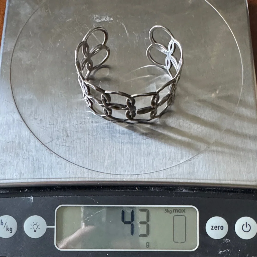 Vintage 925 Sterling Cuff Bracelet Interlocking Circles READ
